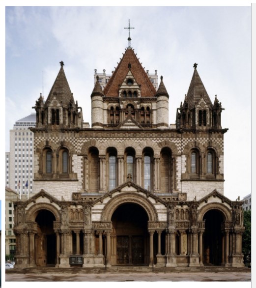 Studies for 6 years at the Beaux Arts in Paris –learns about architectural polychromy [use of multiple colors]
Interest in medieval architecture and medieval masonry – Romanesque cathedrals 

built Trinity Church in Boston