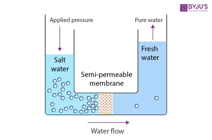<p>A water purification technique that removes contaminants by forcing water through a semipermeable membrane, allowing only water molecules to pass while blocking larger molecules and impurities. </p>