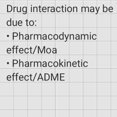 <p>when one drug affects the pharmacological response of a second drug given at the same time.</p>