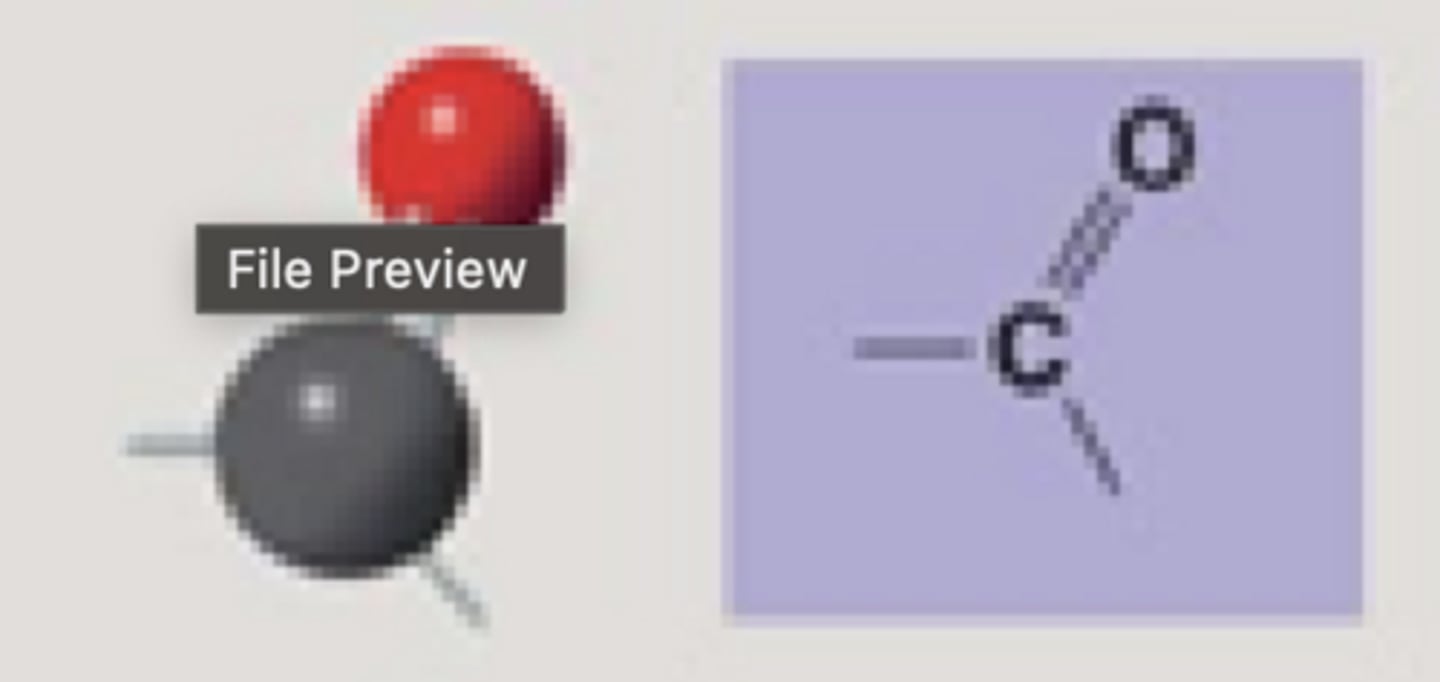 <p>The carbonyl group consists of a carbon atom joined to an oxygen atom by a double bond</p>