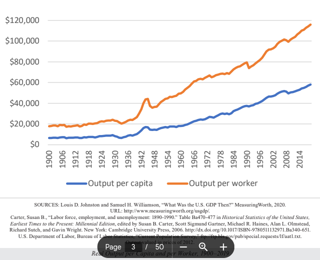 <p>economy’s total output divided by the total # of workers employed</p><ul><li><p>measure of how much the typical worker can produce</p></li></ul><p>[Figure 31 - orange line]</p>