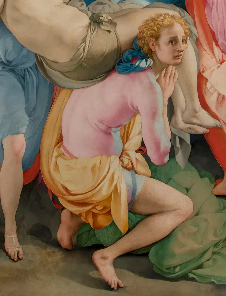 <p>Entombment of Christ </p><p>Jacopo da Pontormo 1525-1528, oil on wood </p><p>Colors are uncomfortable, almost neon — so much ‘wrong’ with the painting </p><p>Mannerism: pushes the boundaries of fantasy, using art as inspiration rather than nature — elongation: everyone is stretched, hypermasculinity, intellectual puzzles — comes from the term Maniera or stylish </p><p>Voyeurism — porn  </p><p>Council of Trent (1545-1563) banned Mannerism in religious art — can’t confuse people about their faith</p><p>figures are swirling — puzzle is we don’t even know what this depicts. It could be disposition, entombment — supposed to feel grief and anguish </p><p>Are we leaving the Renaissance?</p>