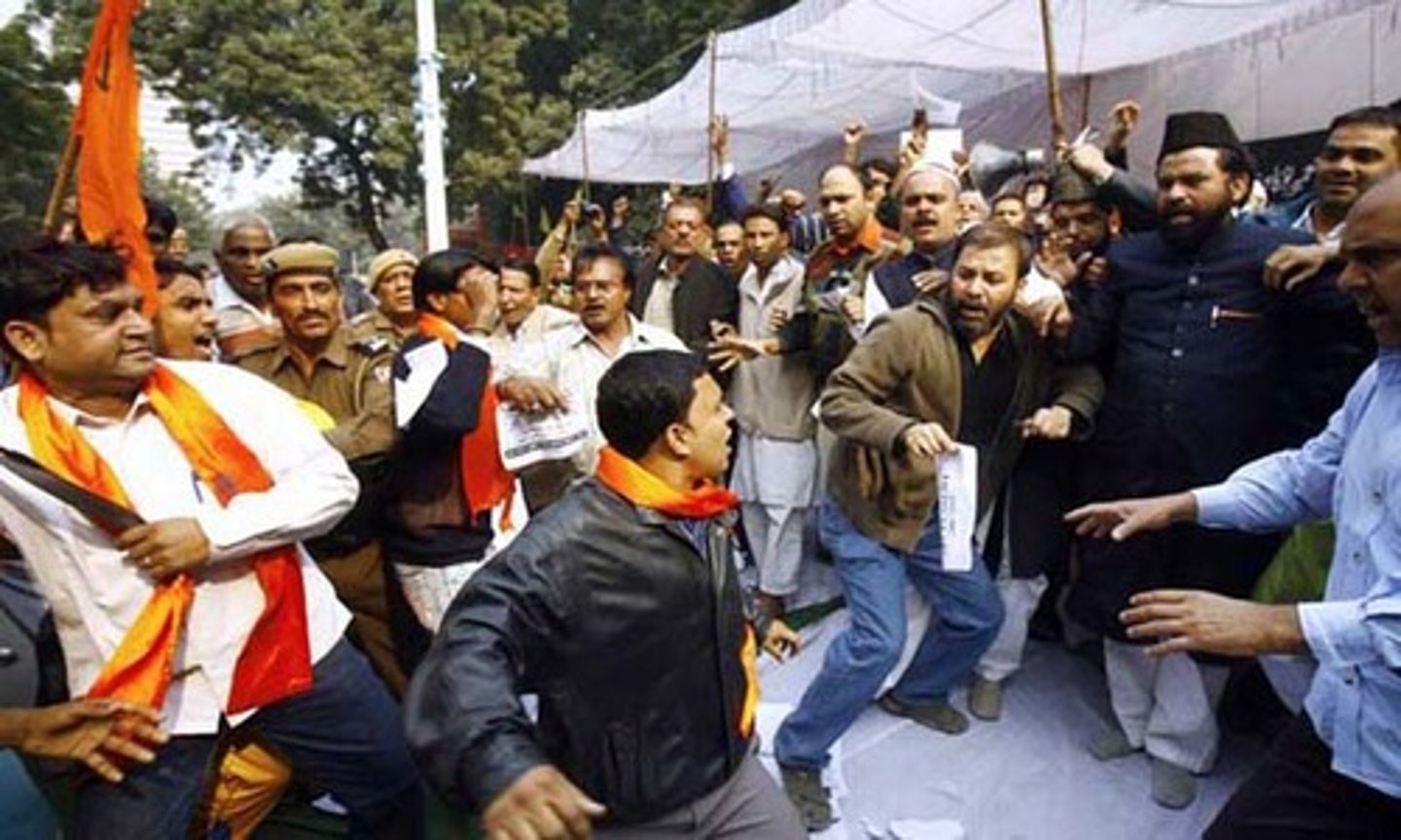 <p>India and Pakistan divided or partitioned-India for Hindus and Pakistan for Muslims. Border disputes or arguments for India with Pakistan and China.</p><p>India vs. Pakistan conflict over Kashmir-border between nations.</p>