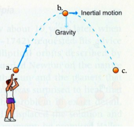 <p>The following questions refer to the image above of a thrown basketball following a ballistic trajectory.</p><p>At which labeled point (a, b, or c) is the horizontal component of the velocity the greatest? </p>