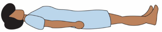 <p>A body position where someone is lying down facing up.</p>