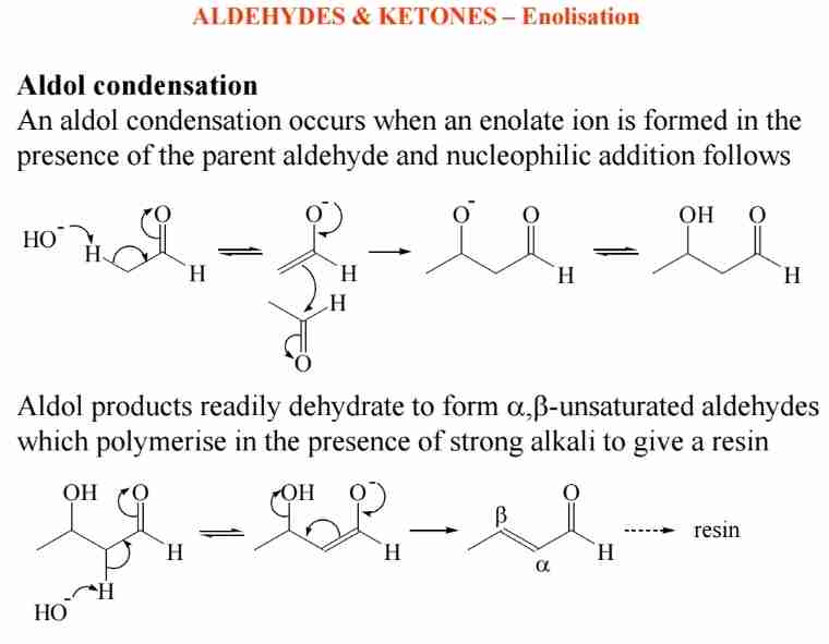 <p><span>Enolate ions react with aldehydes to form β-hydroxy aldehydes, which dehydrate to α,β-unsaturated compounds.</span></p>