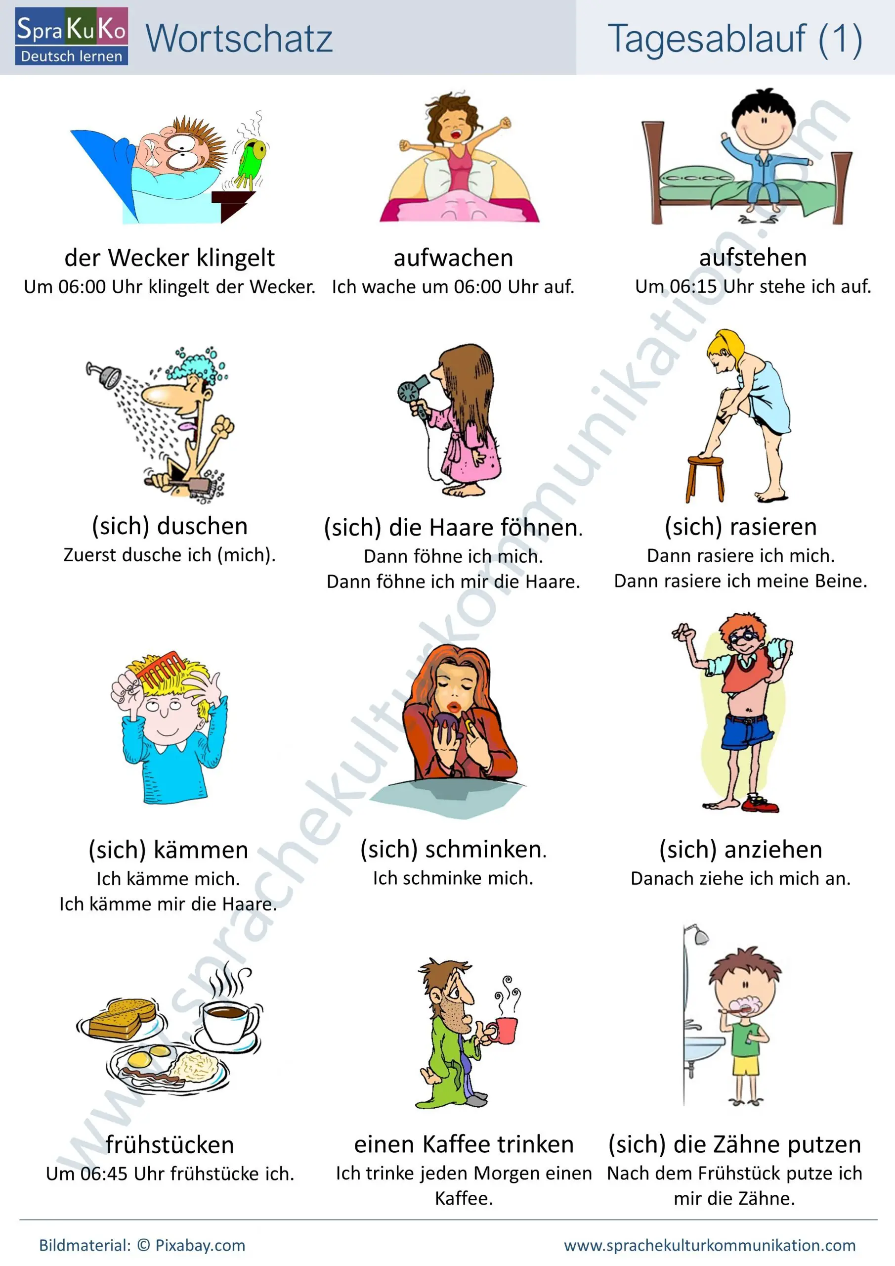 Der

Распорядок дня

Tagesabläufe