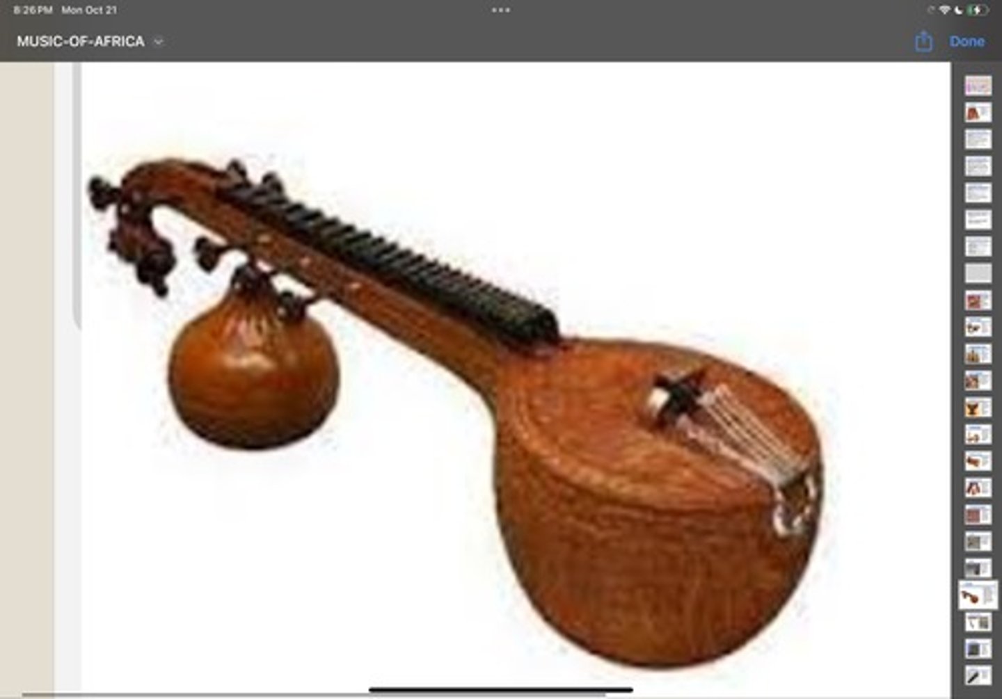 <p>is a fiddle from Sub-Saharan Africa played with a bow, a small wooden stick, or plucked with the fingers. It has one or two strings, made of steel or bicycle brake wire. It is also known by the names tzetze or dzendze, izeze and endingidi; and in Madagascar it is called lokanga voutavo</p>