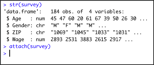 <p>The local newspaper of a small city wants to investigate the monthly wage of the inhabitants in the city. Therefore, the newspaper surveyed a random sample of all the inhabitants in the city. The answers of all respondents of the survey are stored in an R dataframe called “survey”. The following R console output is given:</p><p></p><p>How many respondents were questioned in the survey?</p>