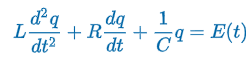 <p>“Kirchoff’s 2<sup>nd</sup> Law states the impressed voltage E(t) in a closed loop equals the sum of the voltage drop.”</p><p>E(t) = impressed voltage ~ external force, f(t)</p><p>i(t) = current in closed circuit</p><p>q(t) = charge incapacitor at time t</p><p>L = inductance ~ mass, m</p><p>R = Resistance ~ damping constant, b</p><p>C = Capacitance ~ spring constant, k</p><ul><li><p>E(t) = 0:<strong> electrical vibration</strong> of the circuit are <strong>free</strong></p></li><li><p>E(t) &gt; 0: <strong>electrical vibrations </strong>are <strong>forced</strong></p><ul><li><p>R <span>≠ 0, q<sub>c</sub>(t) = transient solution, </span>q<sub>p</sub>(t) = steady-state solution</p></li></ul></li><li><p>general solution contains the factor e<sup>-Rt/2L</sup></p></li><li><p>the capacitor is charging and discharging as t→<span>∞ (simple harmonic)</span></p></li><li><p><span>E(t) = 0 &amp; R = 0: undamped, electrical vibrations fo not approach 0 as t increases without bound</span></p></li></ul><p></p>