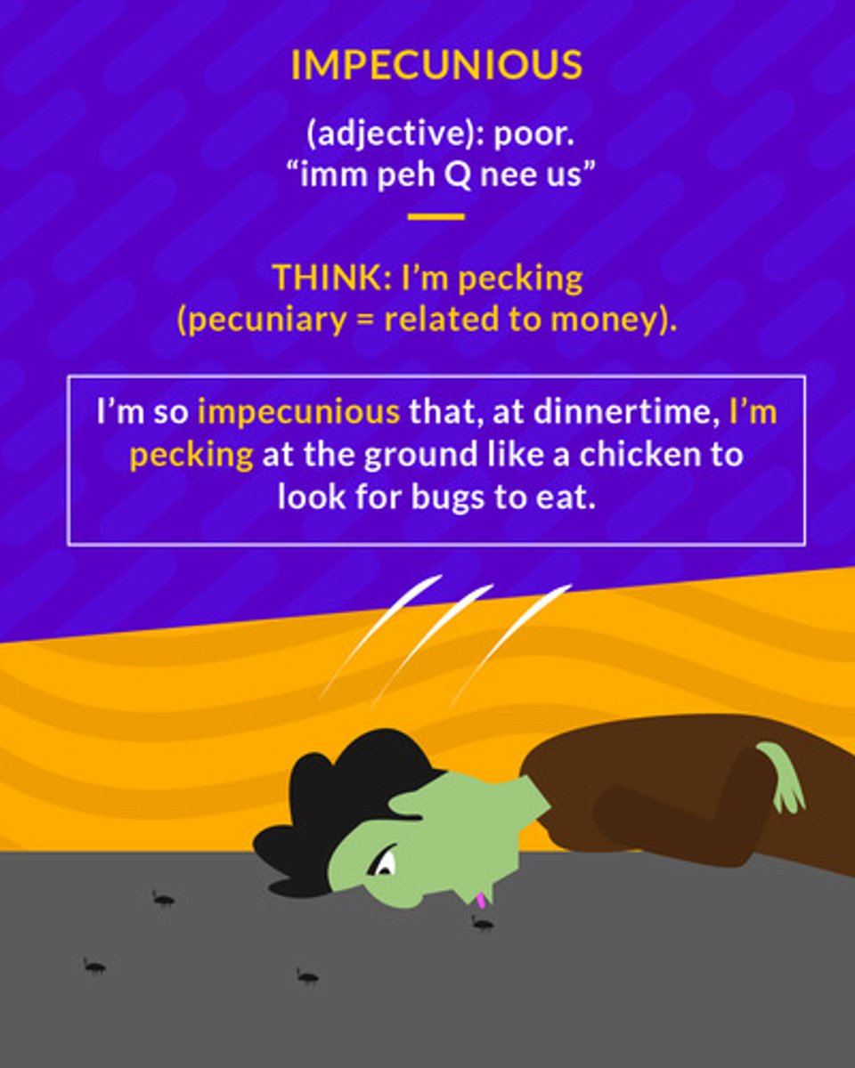 <p>(adj.) poor</p>