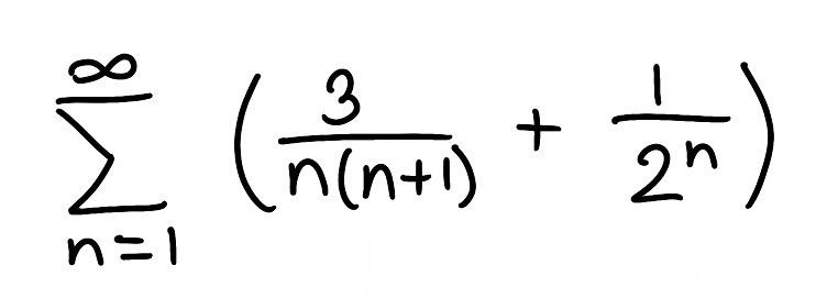 <p>Determine if the series is convergent or divergent. If the series converges, find its sum (if it’s a geometric or telescoping series)</p>