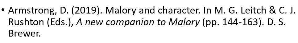 <p><span>Author, A. A., &amp; Author, B. B. (Year of publication). Title of chapter. In E. E. Editor &amp; F. F. Editor (Eds.),&nbsp;<em>Title of work: Capital letter also for subtitle</em>&nbsp;(pp. pages of chapter). Publisher.&nbsp;DOI (if available)</span></p>