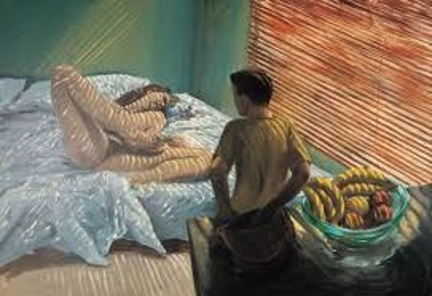 <p>Neo-expressionism, ambiguous narrative, emotional expression of artist through traditional media, the gaze, addresses American middle-class daily life</p>