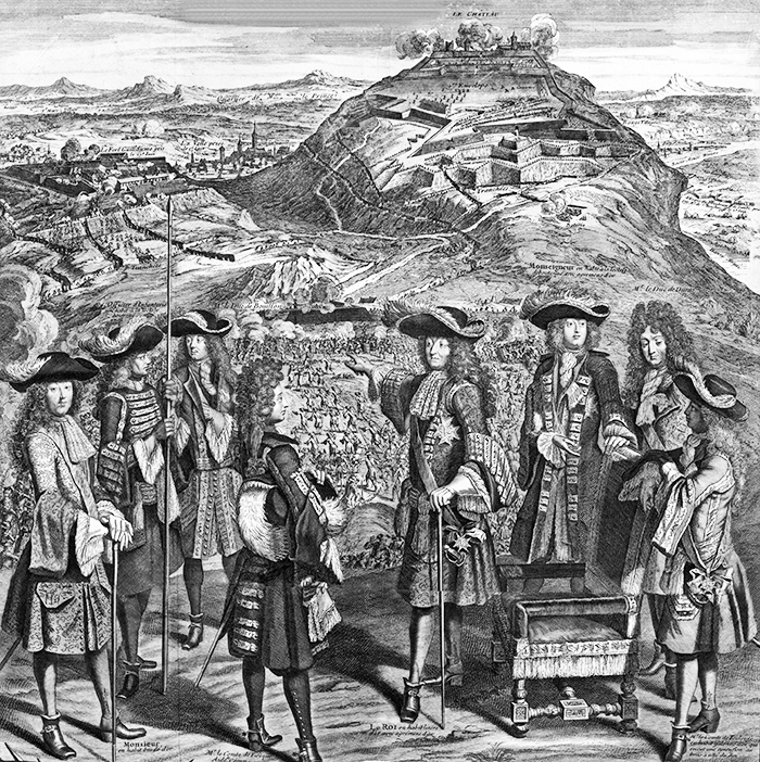 <p>The Capture of Namur, engraving by an unknown artist, 1692</p><p>The engraving shows the French army's siege and capture of the town of Namur, in the Spanish Netherlands, from Spanish and Dutch forces during the Nine Years' War. Louis XIV is shown in the center, surrounded by his son and various members of the nobility.<br><strong>Military operations such as the one shown in the engraving were most strongly supported by which of the following features of Louis XIV's government?<br>A. The establishment of a state monopoly on trade with the settlements of New France in North America<br>B. The creation of a strong centralized system of taxation and state finance<br>C. The opening of the senior officer ranks to middle-class men of proven talent and loyalty<br>D. The encouragement of agricultural improvements to increase the food supply</strong></p>