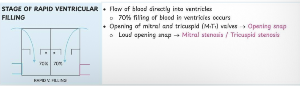 <p>Initial phase of diastole where blood flows rapidly into ventricles</p>