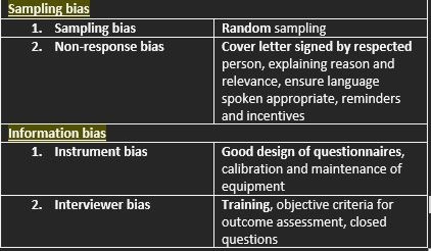 <p>Good design of questionnaires, calibration and maintenance of equipment.</p>