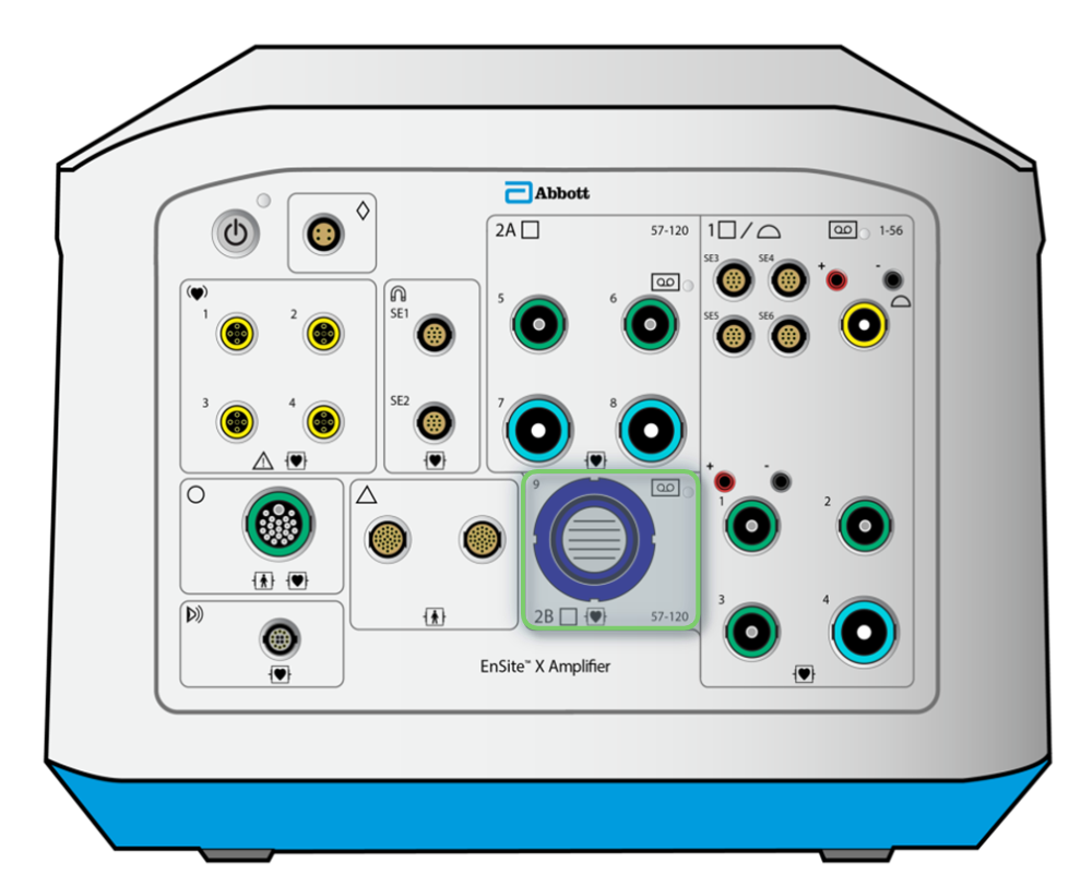 <p>Bank 2B. Connects the 80-pin CIM, which acts as the intermediary between catheters and recording amplifier channels</p>