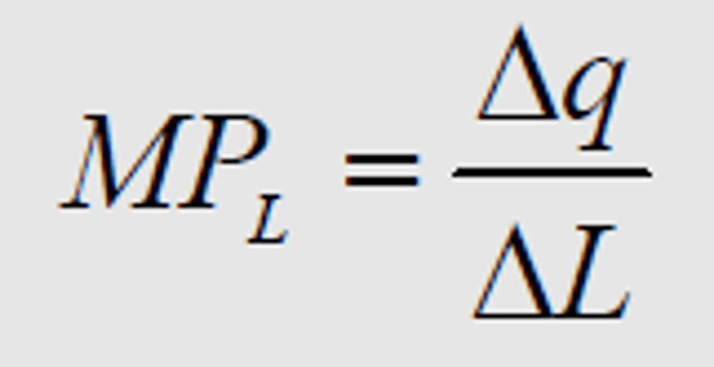 <p>change in Q/change in L (Q2-Q1/L2-L1)</p>