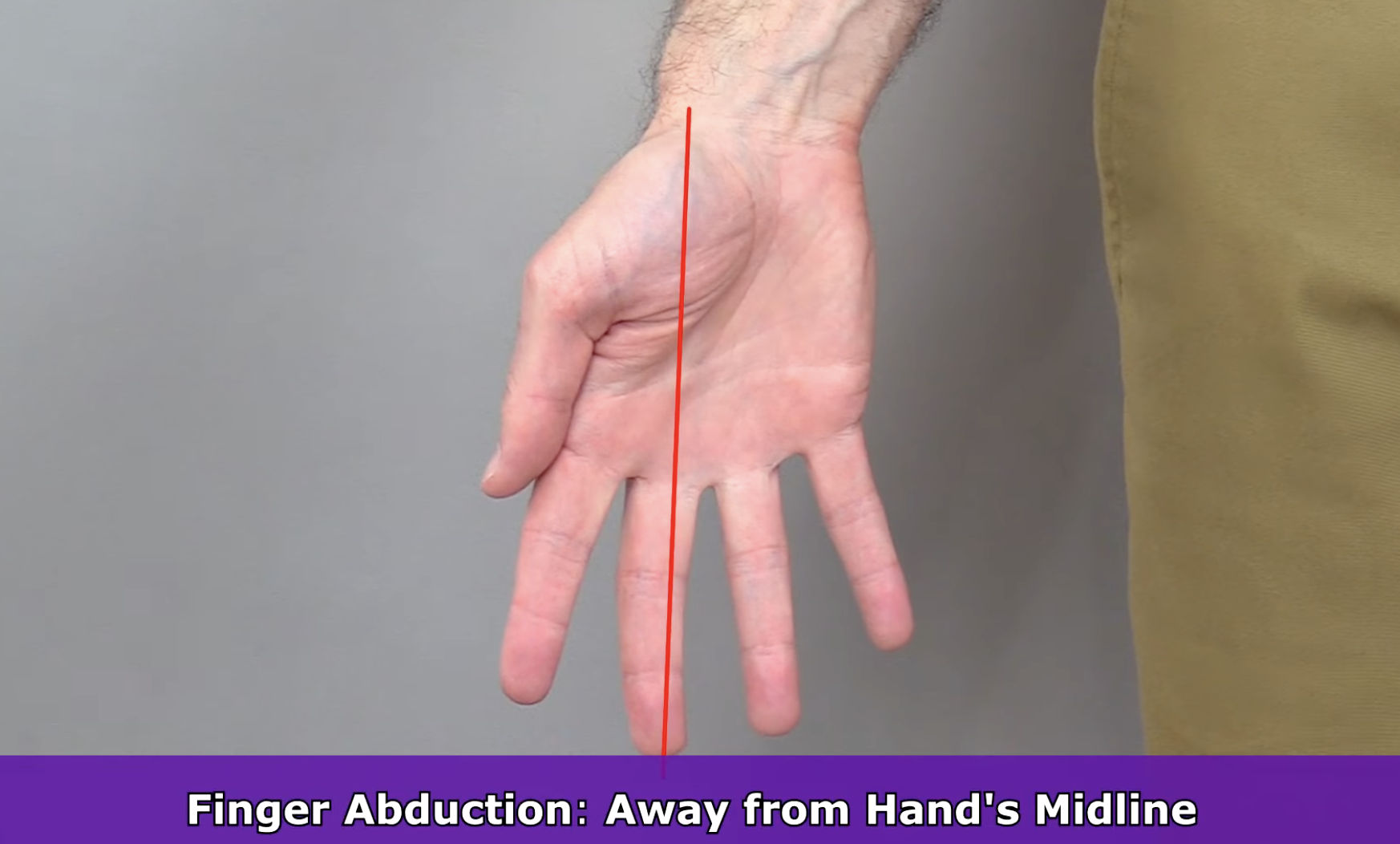 <p>spreading fingers apart </p>