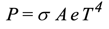 <p>What is Stefan Boltzmann’s Law used to calculate shown?</p>