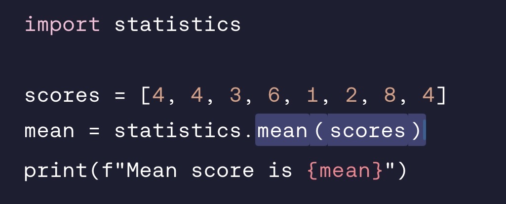 <p>You must import the statistics module. </p>