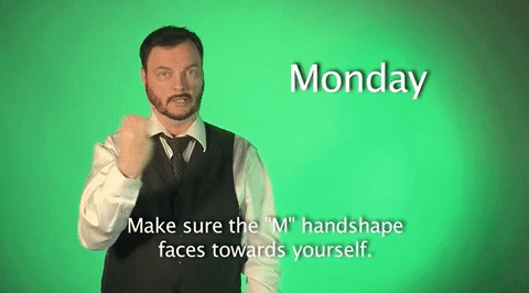 <p>Make an “M” handshape and point it towards yourself; then move your hand in a circular motion towards yourself</p>