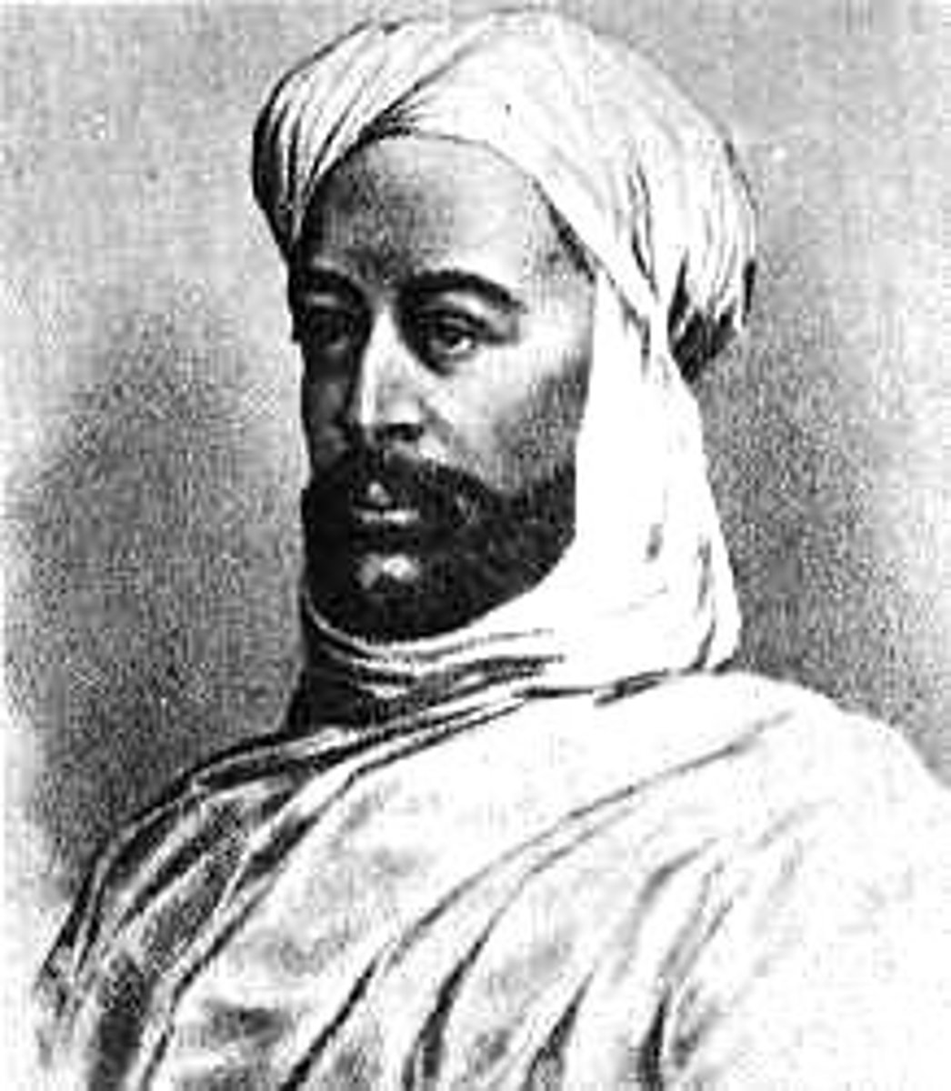 <p>A Sudanese religious leader who proclaimed himself the Mahdi and led a successful rebellion against the Egyptian and British authorities in Sudan.</p>