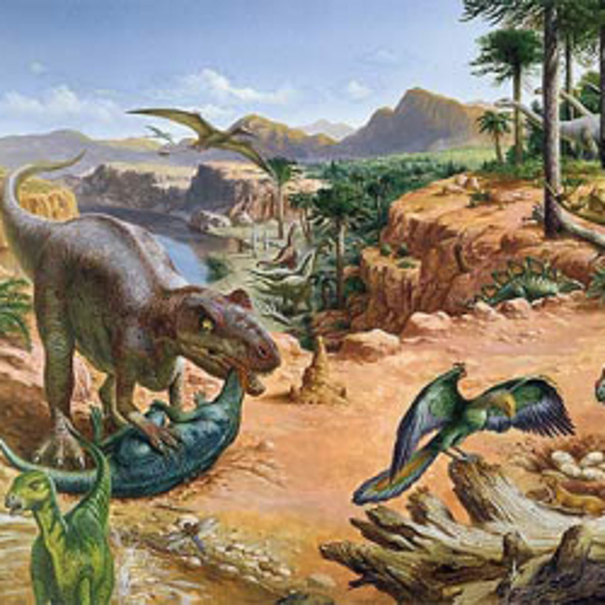 <p>middle life (245-144 million years ago); rise of mammals and dinosaurs; the rise of birds; extinction of dinosaurs, rise of flowering plants</p>
