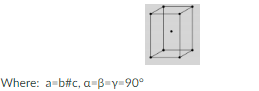 <p>What is the lattice structure in the following diagram?</p><p>a. Simple tetragonal</p><p>b. Body-centered tetragonal</p><p>c. Simple orthorhombic</p><p>d. Body-centered orthorhombic</p>