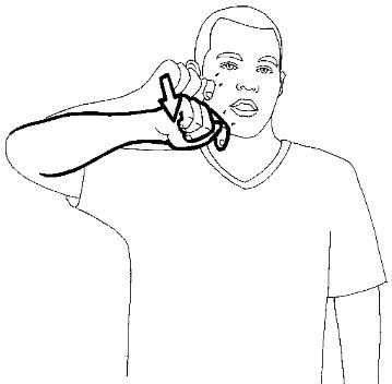 Move the "T" sign
down your cheek