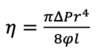 <ul><li><p><span>∆P: pressure difference between the ends of the tube</span></p></li><li><p><span>l: length of the tube</span></p></li><li><p><span>r:radius of the tube</span></p></li><li><p><span>φ: volume flow rate</span></p></li></ul>