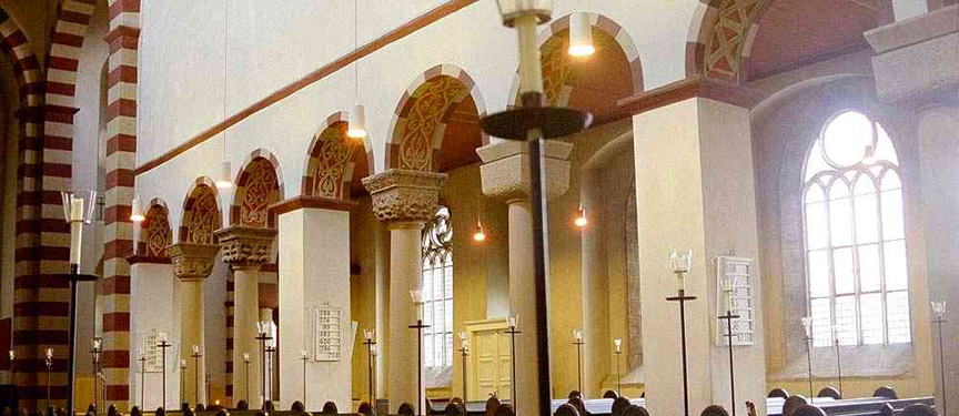 <p>early medieval: carolingian and ottonian</p><img src="https://knowt-user-attachments.s3.amazonaws.com/bb9bda97-f3e9-451c-9bfc-fe57e01d0dbc.png" data-width="25%" data-align="center"><img src="https://knowt-user-attachments.s3.amazonaws.com/fb0d1b40-d57f-4230-9c2f-463f1c4c8f23.png" data-width="25%" data-align="center"><img src="https://knowt-user-attachments.s3.amazonaws.com/c072acd6-ac58-476e-bf3d-abd6934df508.png" data-width="25%" data-align="center"><p>introduction of rhythm in architecture elements</p><p>a - b - b - a (rhythm of the nave) pier - column - column - pier</p><p>bays: vertical divisions marked by architectural elements</p><img src="https://knowt-user-attachments.s3.amazonaws.com/97dd5fdd-b712-40bf-9e51-3efc5b695b16.png" data-width="25%" data-align="center"><p>door with relief panels of genesis and the life of christ (bishop bernward)</p><img src="https://knowt-user-attachments.s3.amazonaws.com/a2b307cb-dfba-4245-9601-f3dfed780aa9.png" data-width="25%" data-align="center"><p>columns too</p><img src="https://knowt-user-attachments.s3.amazonaws.com/c0c78d8c-0536-4993-9049-f4c1c8d8ba81.png" data-width="25%" data-align="center"><p>inspiration and correlation</p>