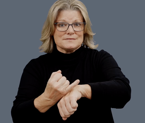 <p>Tap left pinky onto right hand <strong>twice</strong></p>