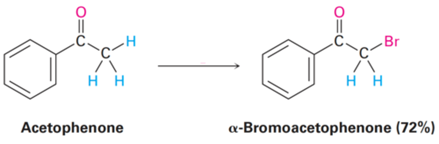 <p>What reagent and solvent is used in an α-halogenation reaction with ketones and aldehydes</p>