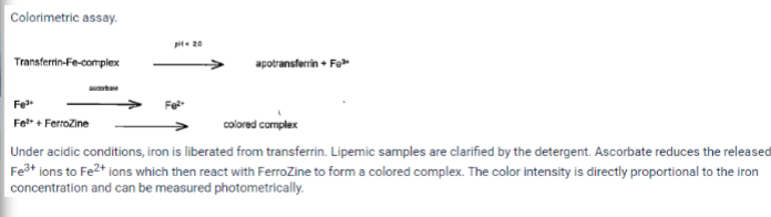<p>reference ranges</p><p>males - 59-158 ug/dl</p><p>female - 37-145 ug/dl</p>