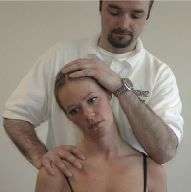 <p>-Assessment for cervical radiculopathy </p><p>-Procedure: Patient seated with examiners standing behind patient, patient flexes head on uninvolved side to one side, examiner exerts pressure straight down on head</p><p>-Positive if familiar upper extremity pain is reproduced </p>