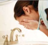 <p>washing one's face</p>