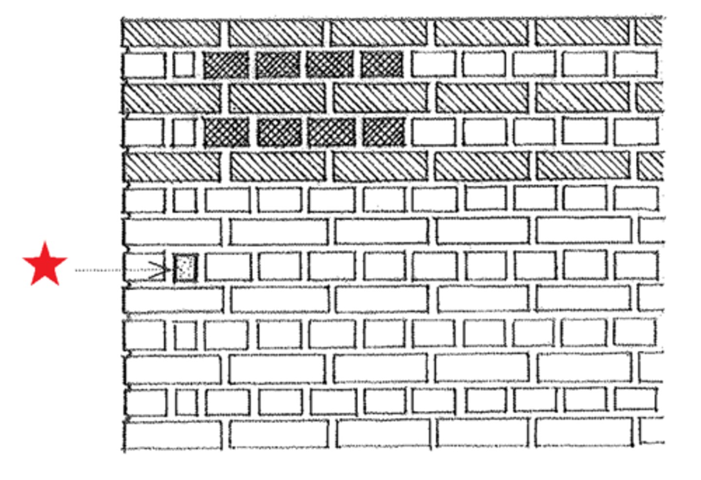 <p>a brick of half the normal width, used for completing a course or for spacing regular bricks</p>