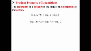 <p>The Product Property of Logs states that the logarithm of a product is equal to the sum of the logarithms of its factors. In mathematical terms, ( \log<em>b(MN) = \log</em>b(M) + \log_b(N) ). </p>