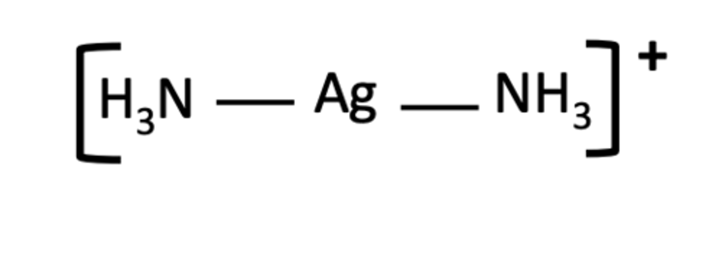 <p>[Ag(NH₃)₂]⁺</p><p>(Tollen's reagent)</p>