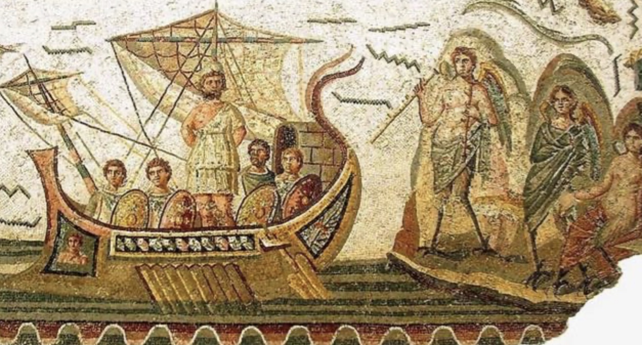 <p>Who are the women on the right side of this mosaic?</p>