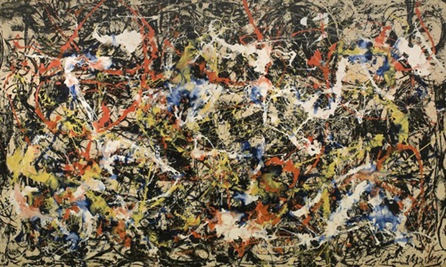 <p>Energetic and spontaneous form of action painting that emerged in the mid-twentieth century. A prime example would be Jackson Pollock's work, Convergence, painted in 1952.</p>