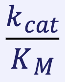 <ul><li><p>Describes the catalytic efficiency of an enzyme →&nbsp;how good the enzyme is at converting substrate into product</p></li><li><p>Describes the “catalytic efficiency” of an enzyme and kinetics when&nbsp; &nbsp; V<sub>o</sub> &lt; V<sub>max</sub></p></li></ul><ul><li><p>Can be used to compare different substrates for enzymes</p></li></ul><p>Determined by k<sub>cat</sub>/K<sub>M</sub></p><p></p>