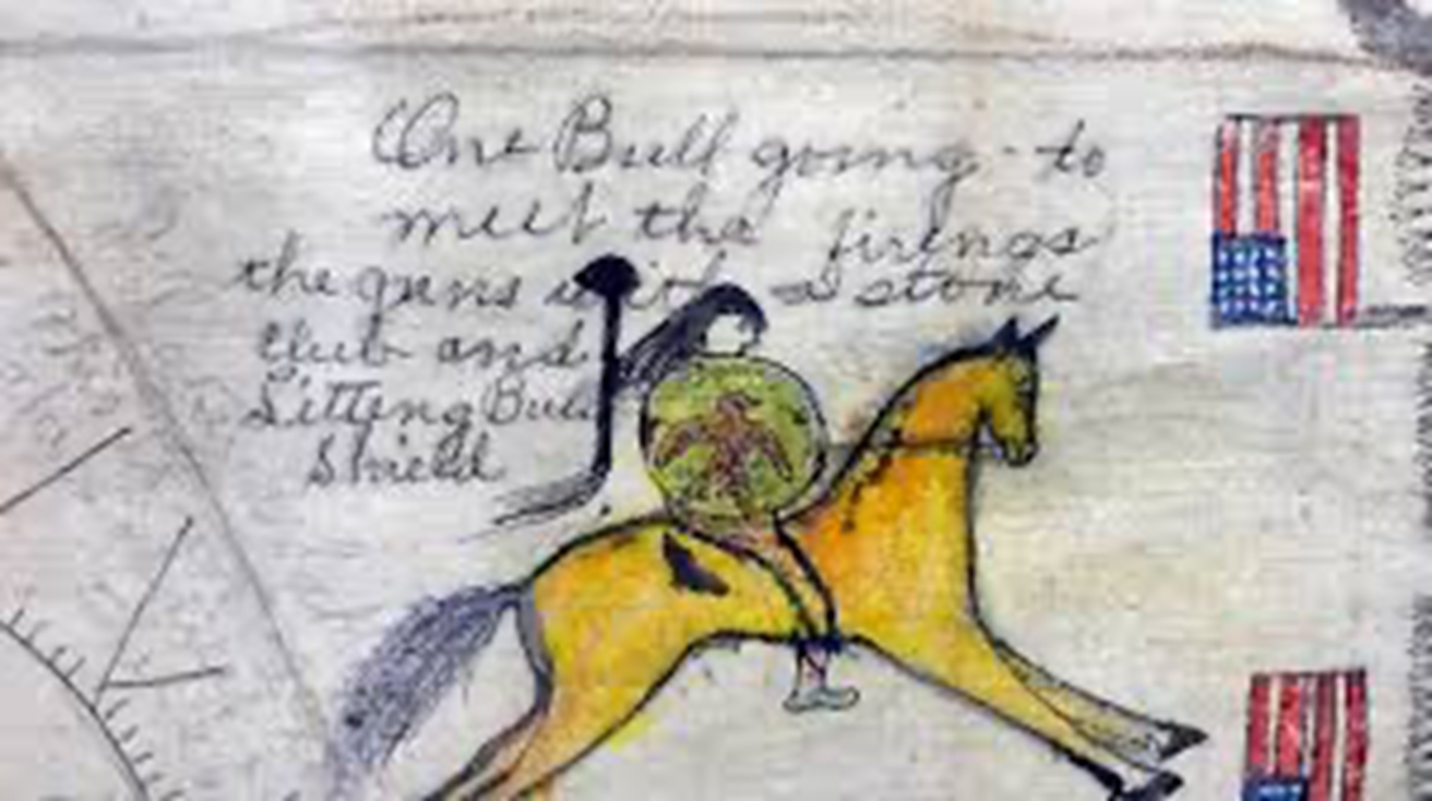 <p>Henry Oscar One Bull (Tȟatȟáŋka Waŋžíla) - Custer’s War, c. 1900</p>