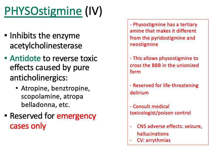 <p><span>Why is Physostigmine only reserved for emergency cases??</span></p><ul><li><p><span><strong>[...]</strong></span></p></li></ul><p></p>