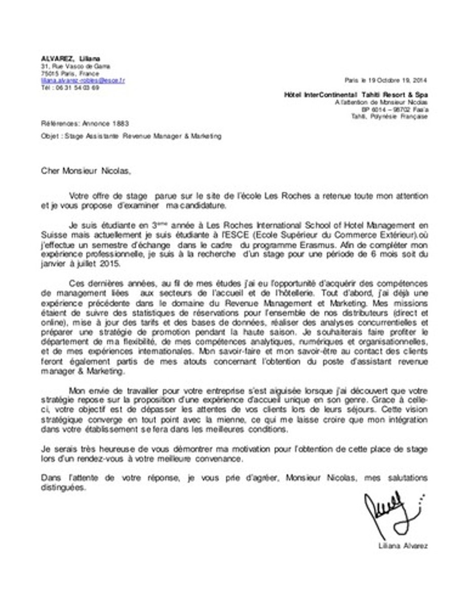 <p>a letter of application</p>