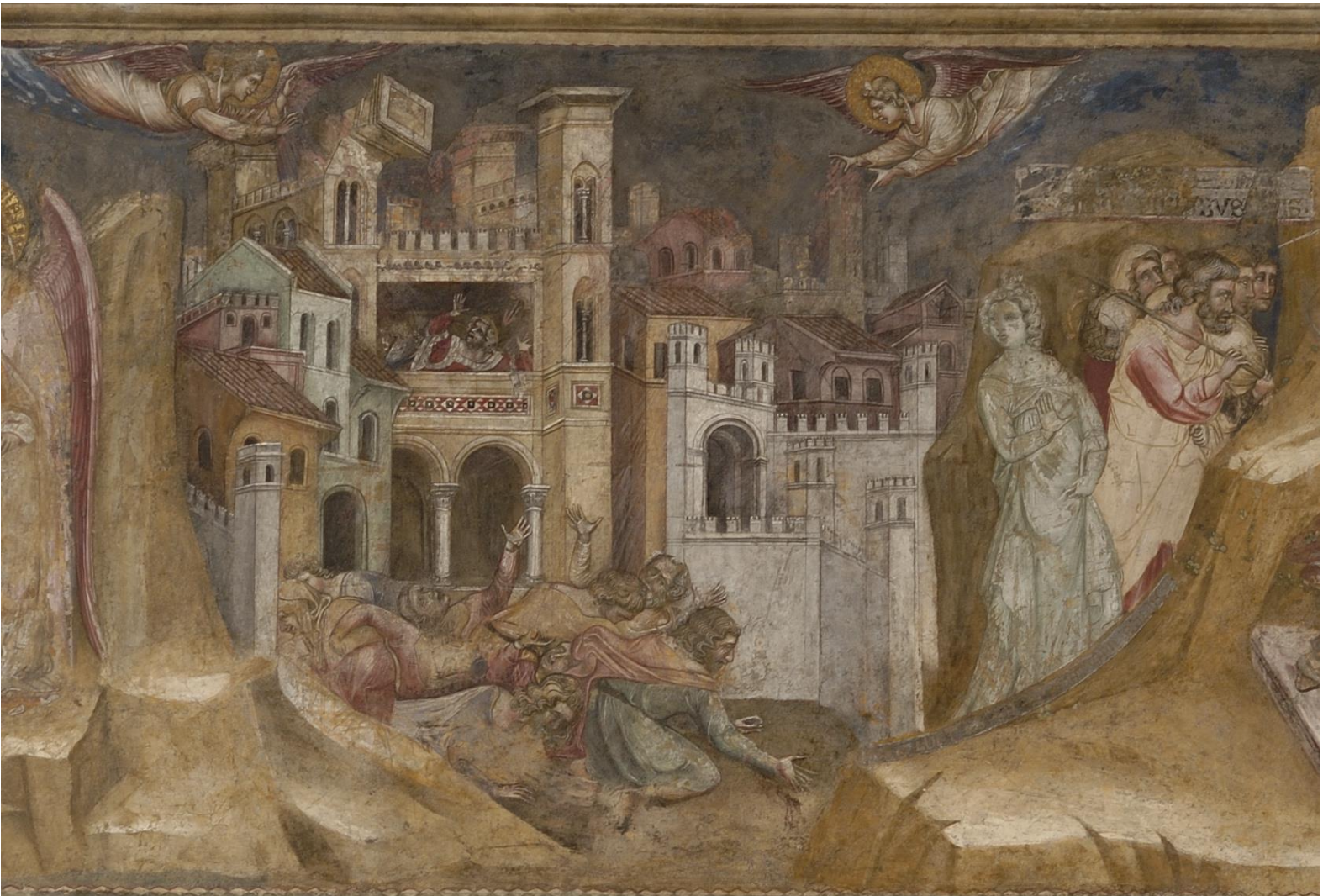 <p>Lot’s escape from Sodom - Palatine Chapel of the Da Carrara</p>