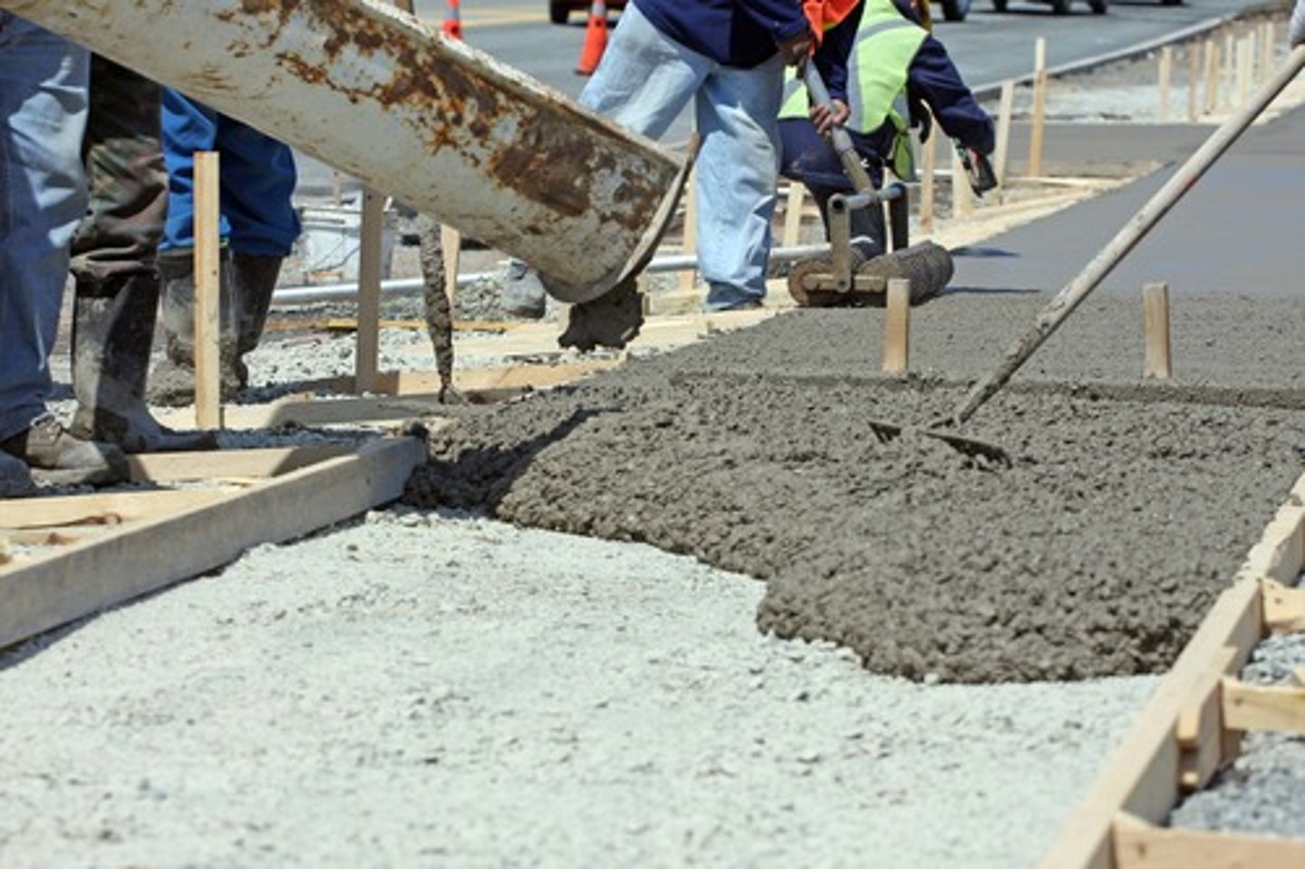 <p>Made of cement, sand, aggregate, and water. High compression strength, low tensile strength, few surface defects, easy to mould. Used for pathways, beams, blocks, driveways, and house foundations.</p>