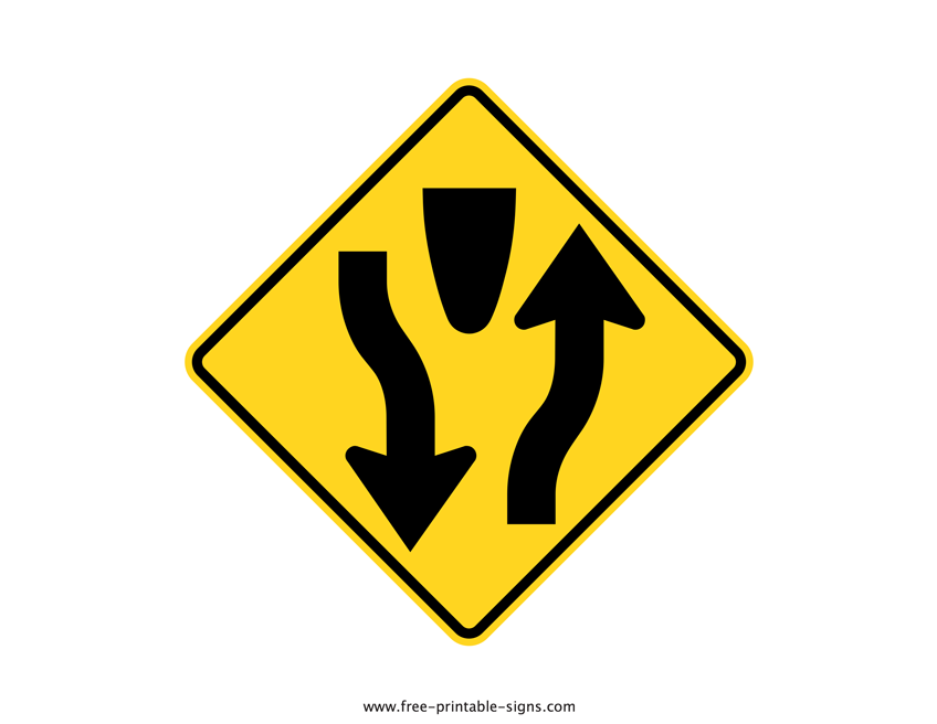 The road is dividing. Stay to the right.